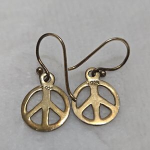 Gold Plated Sterling Silver Peace Symbol Earrings